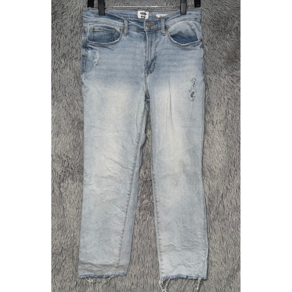 Kensie Jeans The Slim Light Wash Distressed‎ Denim Frayed Hem Size 6/28
